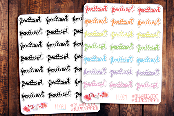 Podcast Hand Lettering Planner Stickers HL031