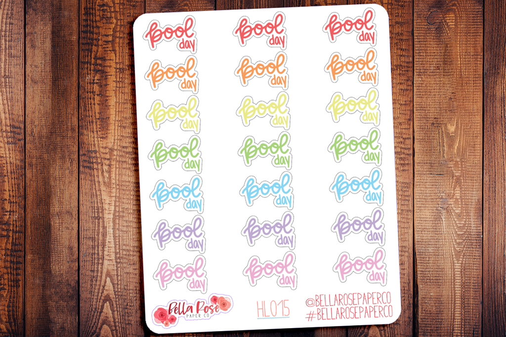 Pool Day Hand Lettering Planner Stickers HL015