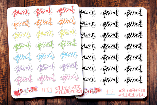 Print Hand Lettering Planner Stickers HL121