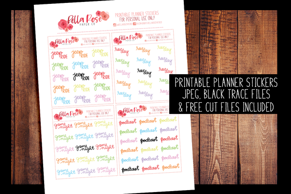 Hobby Hand Lettered Planner Stickers | PRINTABLE PLANNER STICKERS