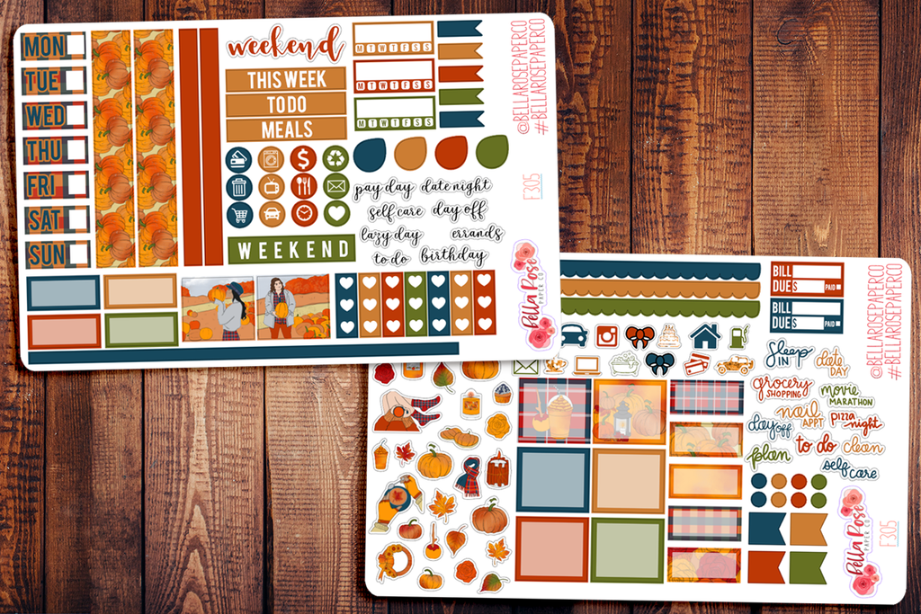 Pumpkin Picking Hobonichi Weeks Sticker Kit F305