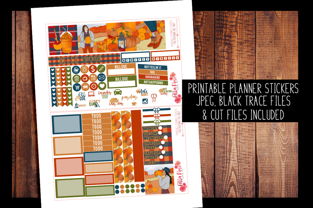 Pumpkin Picking Mini Happy Planner Kit | PRINTABLE PLANNER STICKERS