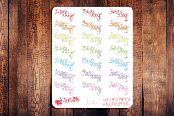 Race Day Hand Lettering Planner Stickers HL025