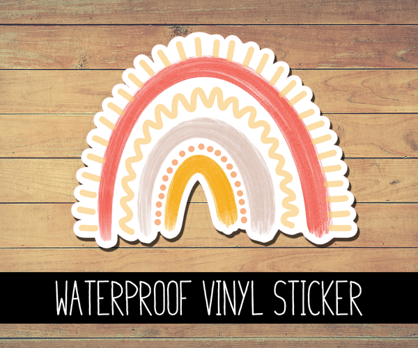 Sunset Boho Rainbow Vinyl Waterproof Sticker