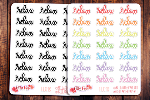 Relax Hand Lettering Planner Stickers HL018