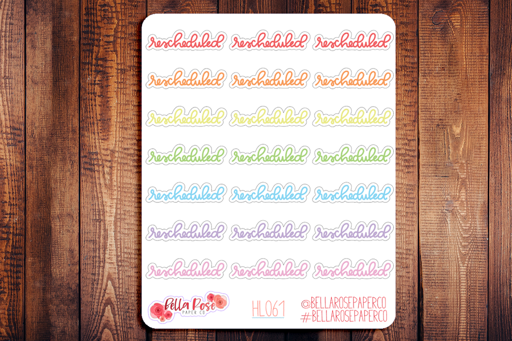 Rescheduled Lettering Planner Stickers HL061