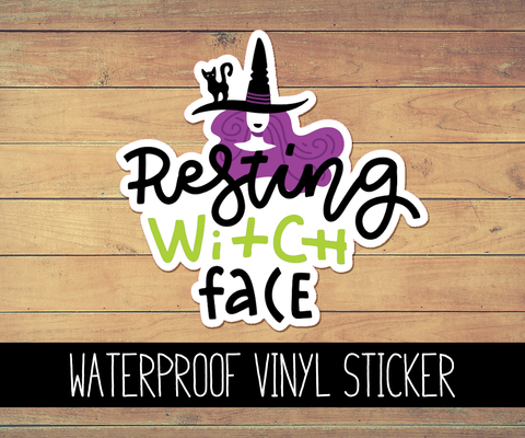 Resting Witch Face Vinyl Waterproof Sticker