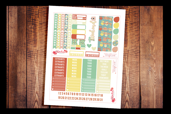 Retro Summer Happy Planner Kit | PRINTABLE PLANNER STICKERS