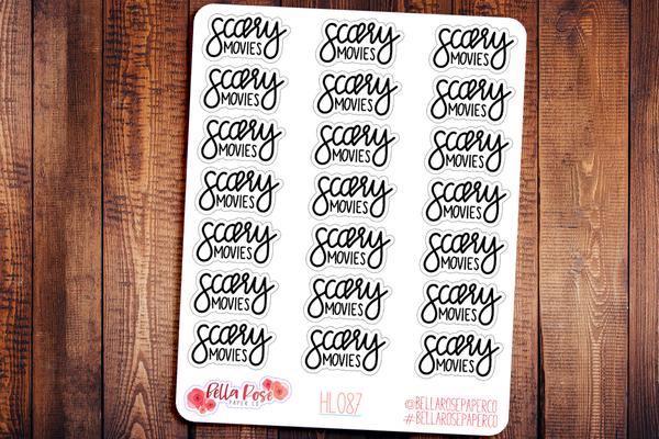 Scary Movies Hand Lettering Planner Stickers HL087