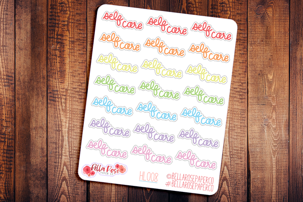 Self Care Hand Lettering Planner Stickers HL008