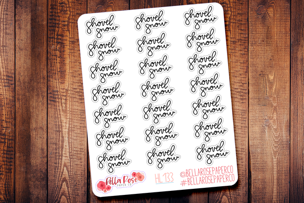 Shovel Snow Hand Lettering Planner Stickers HL133