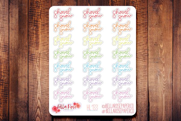 Shovel Snow Hand Lettering Planner Stickers HL133