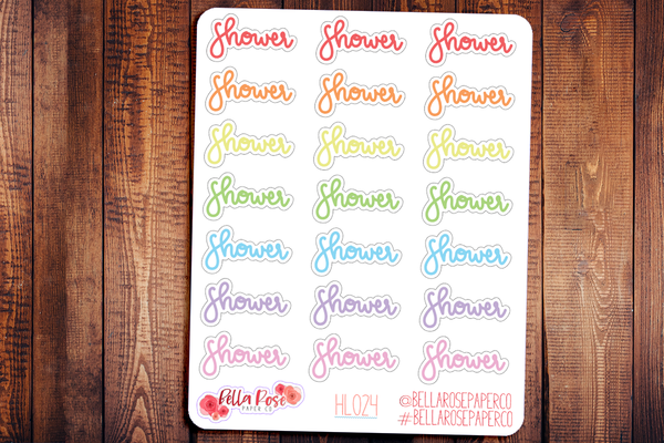 Shower Hand Lettering Planner Stickers HL024