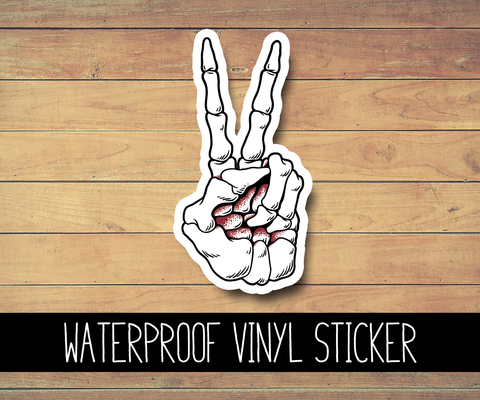 Skeleton Peace Vinyl Waterproof Sticker