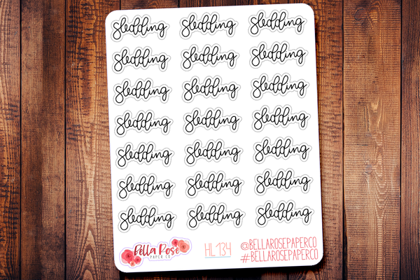 Sledding Hand Lettering Planner Stickers HL134