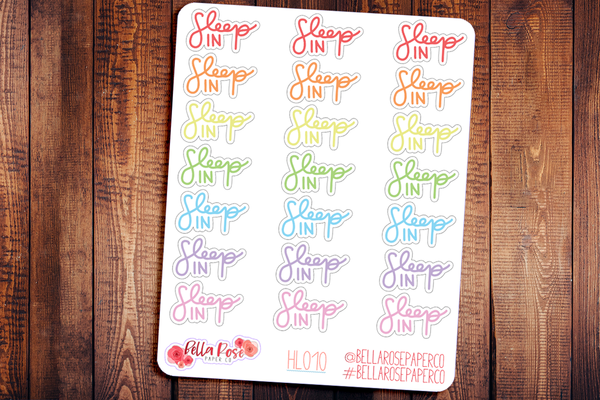 Sleep In Hand Lettering Planner Stickers HL010