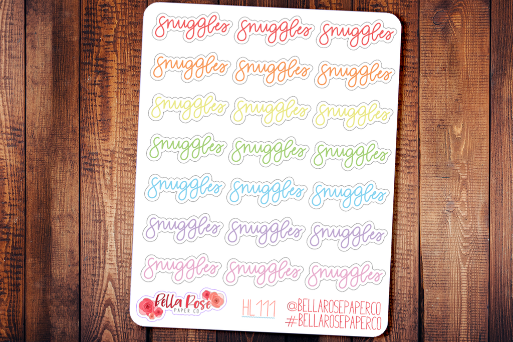 Snuggles Hand Lettering Planner Stickers HL111