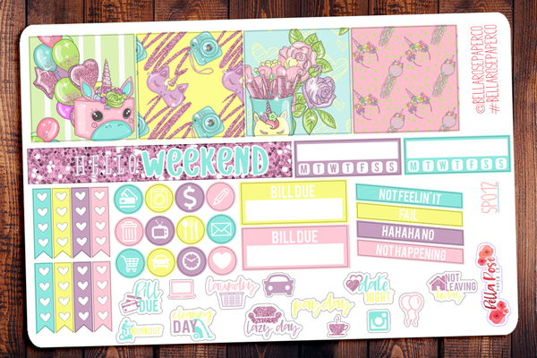 Spring Unicorn Mini Happy Planner Sticker Kit SP012