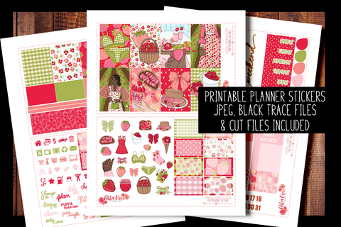 Strawberry Dreams Happy Planner Kit | PRINTABLE PLANNER STICKERS