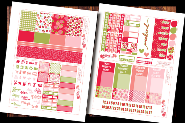 Strawberry Dreams Planner Kit | PRINTABLE PLANNER STICKERS