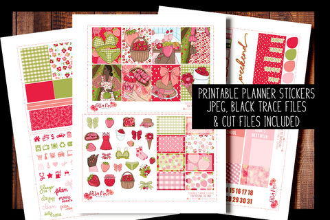 Strawberry Dreams Planner Kit | PRINTABLE PLANNER STICKERS