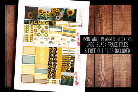 Sunflower Photo Mini Happy Planner Kit | PRINTABLE PLANNER STICKERS