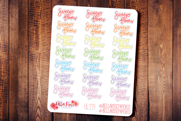 Sweep Floors Hand Lettering Planner Stickers HL114