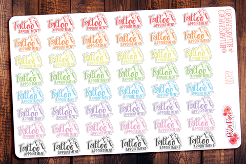 Tattoo Appointment Lettering Planner Stickers DI059
