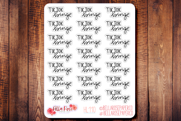 TikTok Binge Hand Lettering Planner Stickers HL110