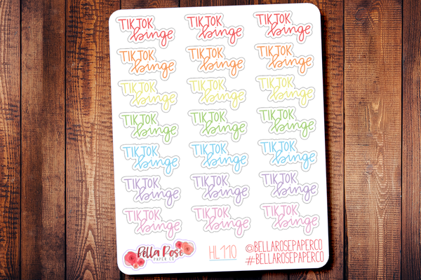 TikTok Binge Hand Lettering Planner Stickers HL110