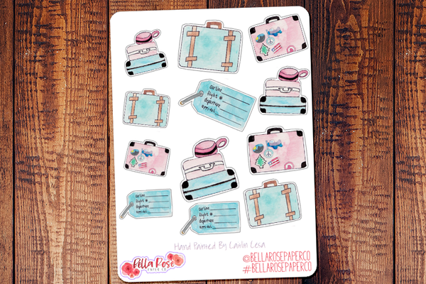 Travel Hand Painted Watercolor Planner Stickers W002