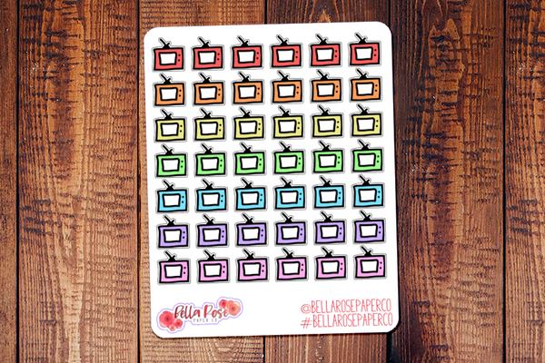 TV Icon Doodle Hand Drawn Planner Stickers