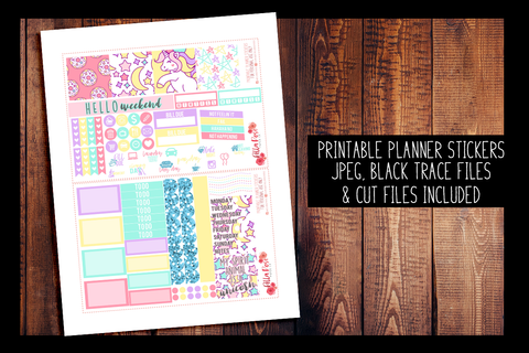 Unicorn Mini Happy Planner Kit | PRINTABLE PLANNER STICKERS