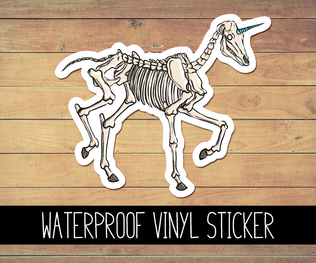 Unicorn Skeleton Vinyl Waterproof Sticker