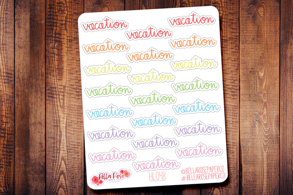 Vacation Lettering Planner Stickers HL048