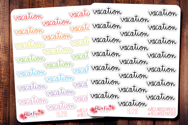 Vacation Lettering Planner Stickers HL048