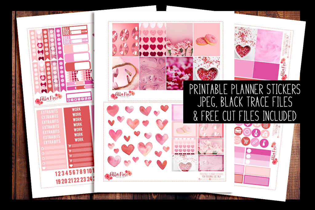 Valentine's Day Photo Planner Kit | PRINTABLE PLANNER STICKERS