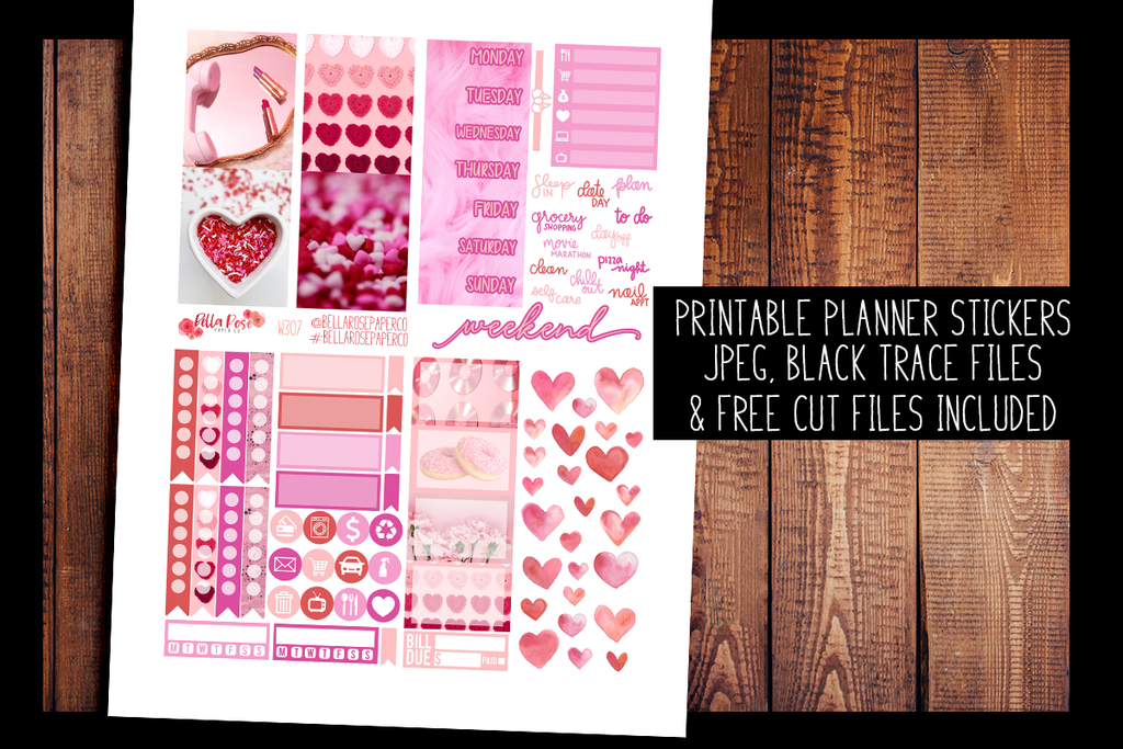 Valentine's Day Photo Mini Planner Kit | PRINTABLE PLANNER STICKERS