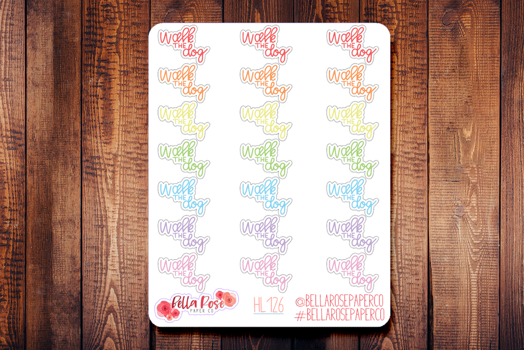 Walk The Dog Hand Lettering Planner Stickers HL126