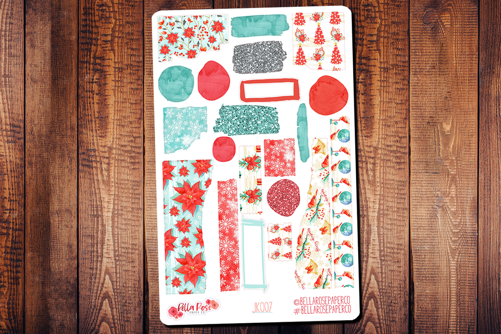 Watercolor Christmas Journaling Sticker Kit JK007