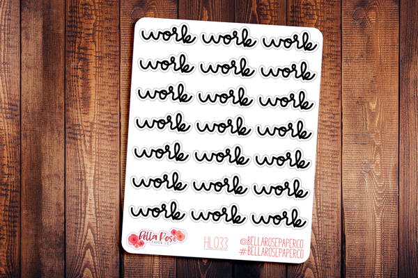 Work Hand Lettering Planner Stickers HL033
