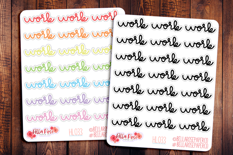 Work Hand Lettering Planner Stickers HL033