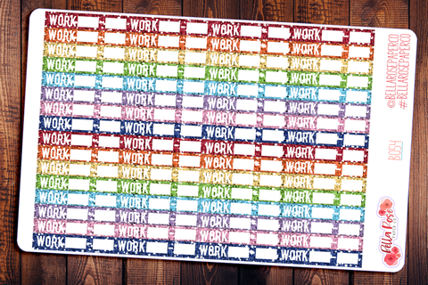 Work Label Glitter Planner Stickers B054