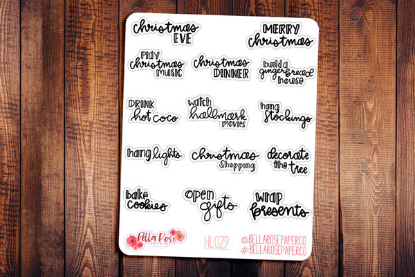 Christmas Holiday Bucketlist Hand Lettering Planner Stickers HL029