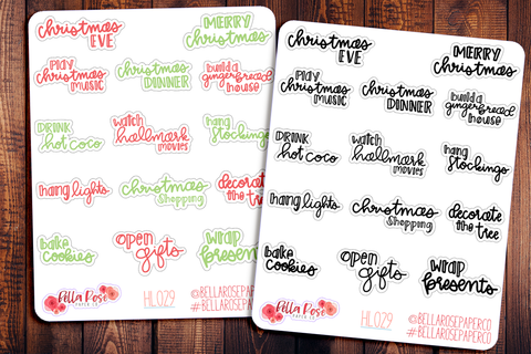 Christmas Holiday Bucketlist Hand Lettering Planner Stickers HL029