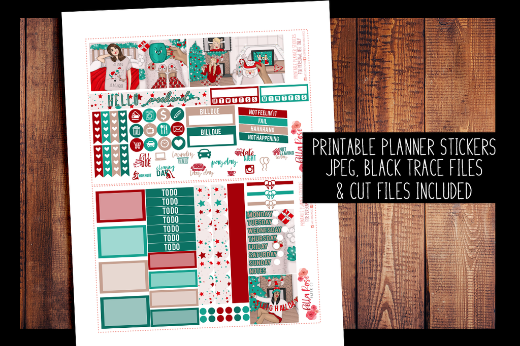 Christmas Eve Mini Happy Planner Kit | PRINTABLE PLANNER STICKERS