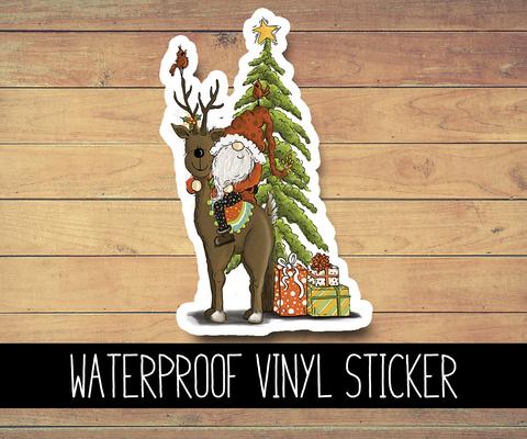 Christmas Gnome Vinyl Waterproof Sticker