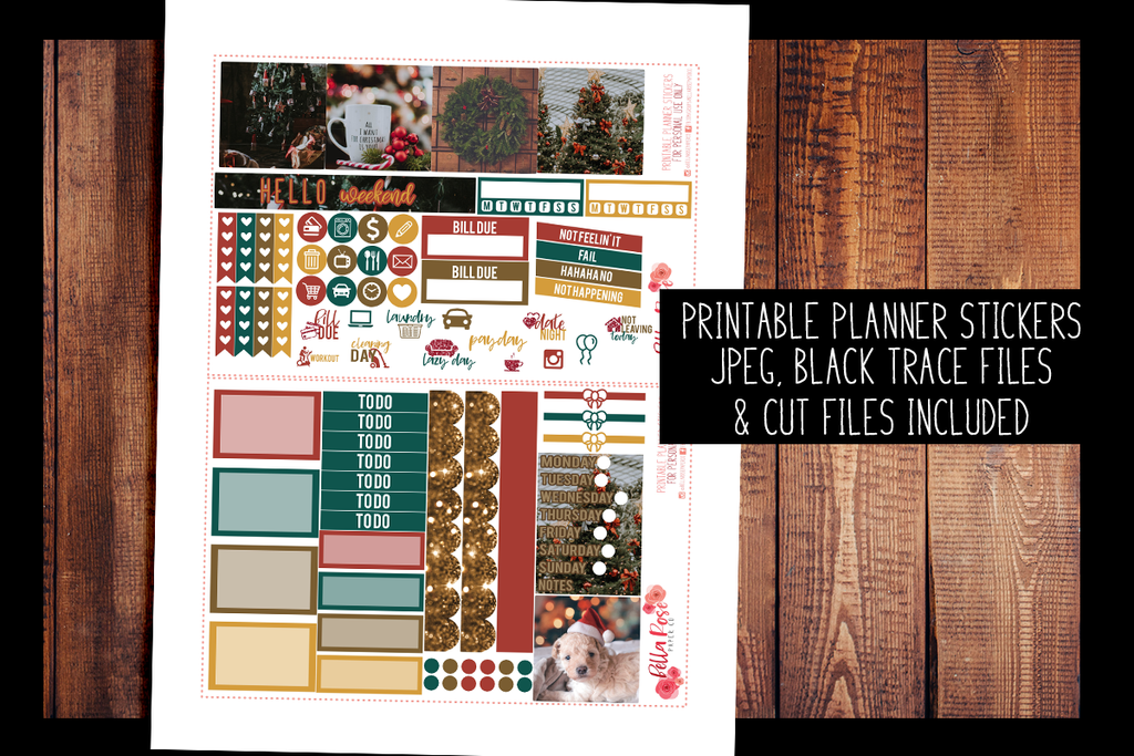 Christmas Photo Mini Happy Planner Kit | PRINTABLE PLANNER STICKERS