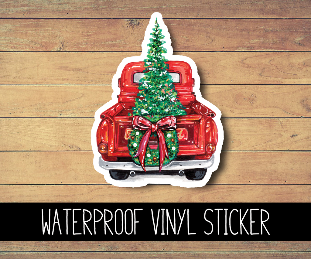 Red Truck Vinyl Waterproof Sticker