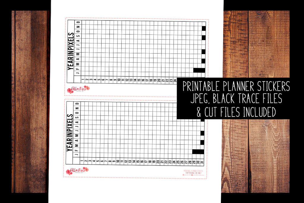 Year In Pixels Full Page Hobonichi Weeks Sticker | PRINTABLE PLANNER STICKERS